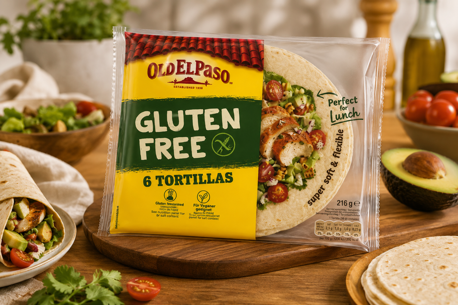 Bezlepková TORTILLA, 6 ks, Old El Paso, super měkká, 216 g, eshop.celiakarna.cz